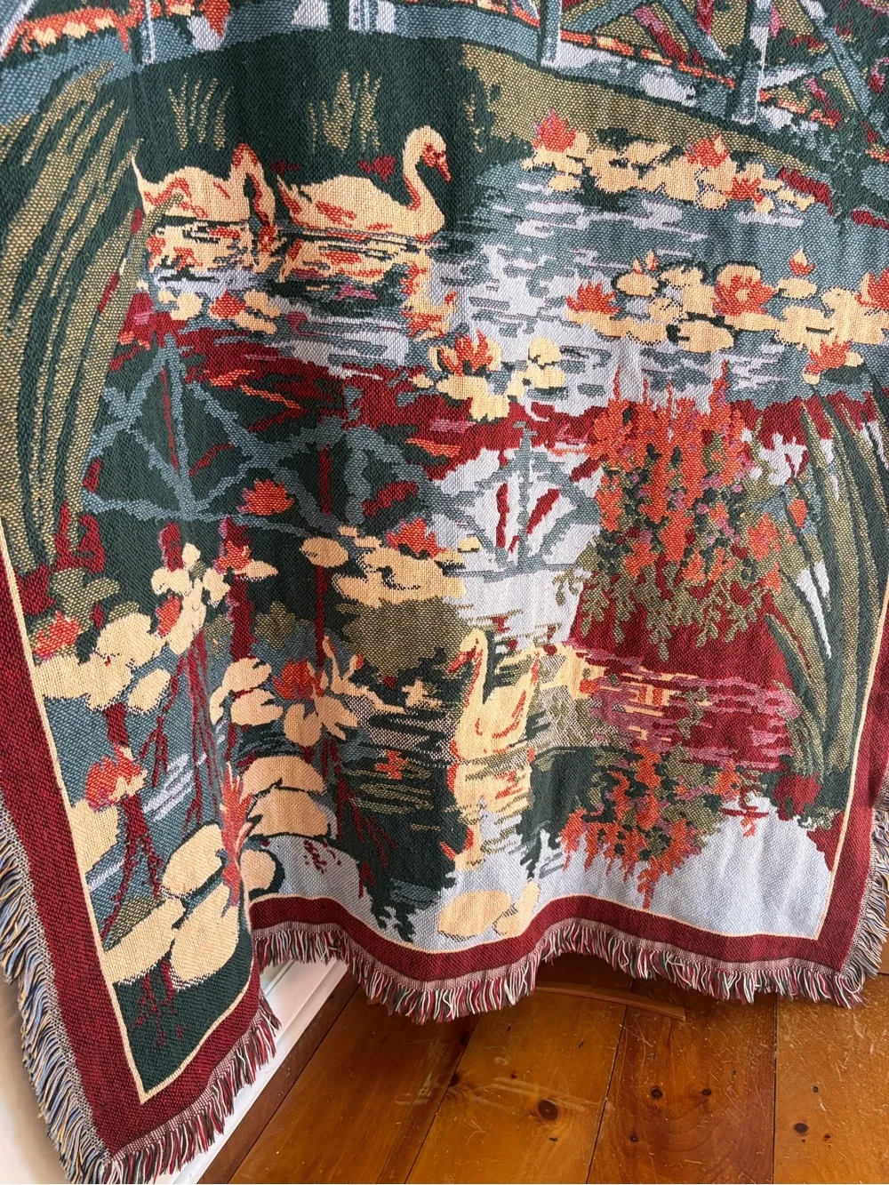 Vintage Goodwin Weavers Swan Lake Throw Blanket